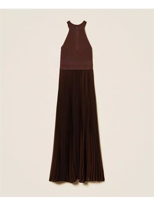 Abito lungo in maglia e georgette plissé TWINSET | TT3191/12110